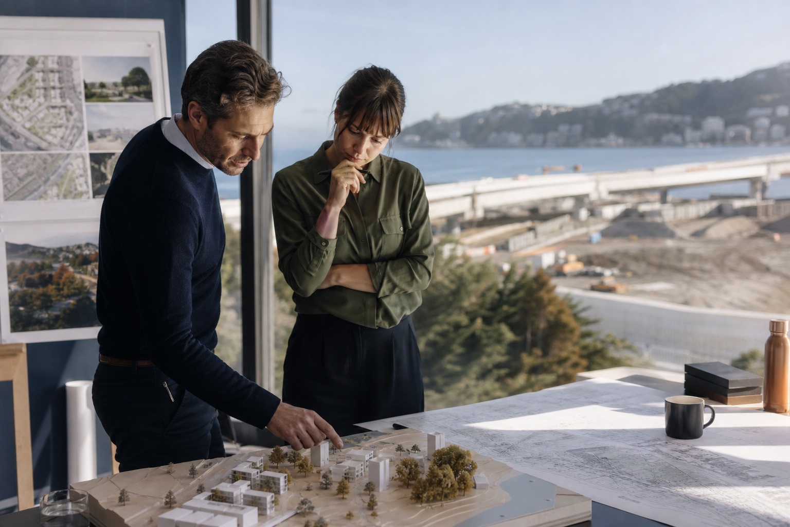 A New Zealand property and infrastructure team reviewing a development model